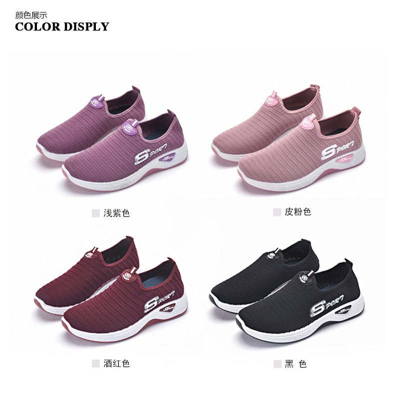 sepatu sneakers wanita rajut import tanpa tali snk 104