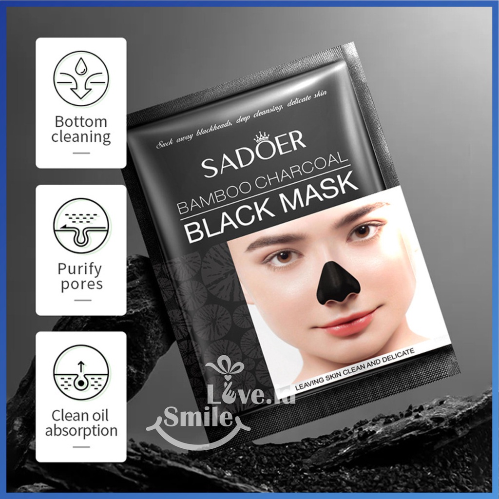 SADOER Black Head Remover Bamboo Charcoal Black Mask Cleansing Peel Off Komedo Masker Pembersih Hidung SAD06