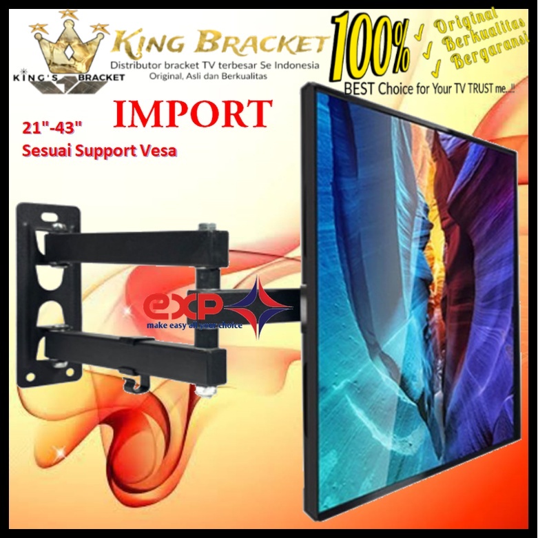 Bracket TV REALME 14 s/d 43 inch 6 ARAH FULL BESI SUPER KOKOH GARANSI 100% ORI