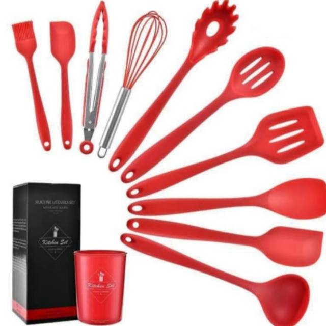 Spatula silikon alat masak 11 in 1 silicone spatula cooking set