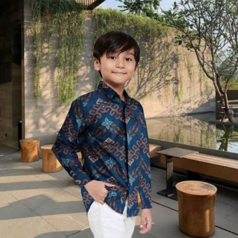 KEMEJA BATIK ANAK COWOK BAJU BATIK ANAK LENGAN PANJANG UMUR 2 - 3