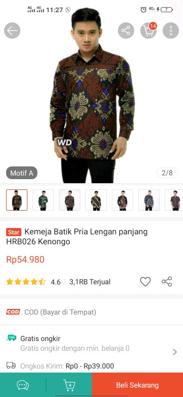 Kemeja Batik Pria Lengan Panjang Hrb026 Kenongo