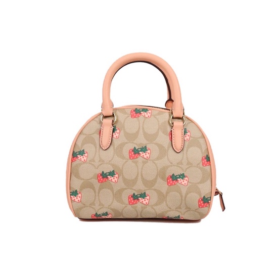 Coach Sydney Satchel In Signature Canvas With Strawberry Print (CB592)