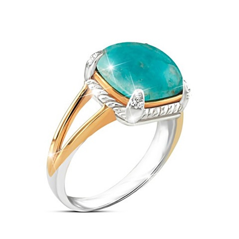 Cincin Berlian Turquoise Gaya Bohemian Untuk Wanita