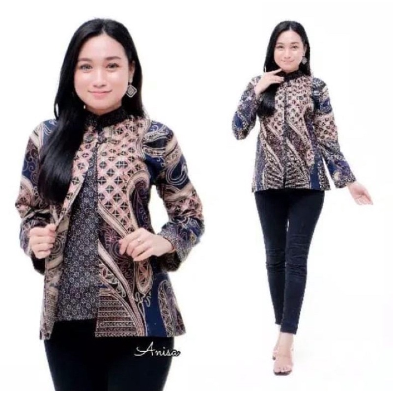 Blus Batik Bolero Atasan Baju Kantor Wanita Lengan Panjang