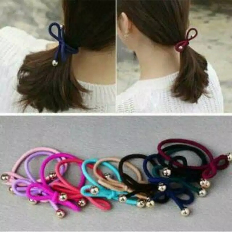 Ikat Rambut Korea Kuncir Gelang Model Pita Warna Warni Fashion