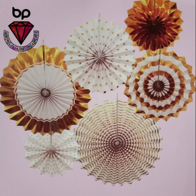 

Paper fan Gold set / paper fan / paper flower Gold set