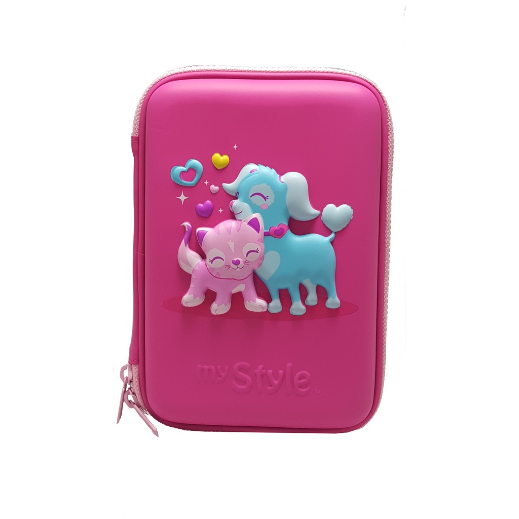 

My Style TM 2263 Cat & Dog Hardtop Pencil Case (Metal Finish Material)