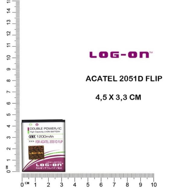 BATERAI LOG ON ALCATEL 2051D FLIP DOUBLE POWER DOUBLE IC BATRE