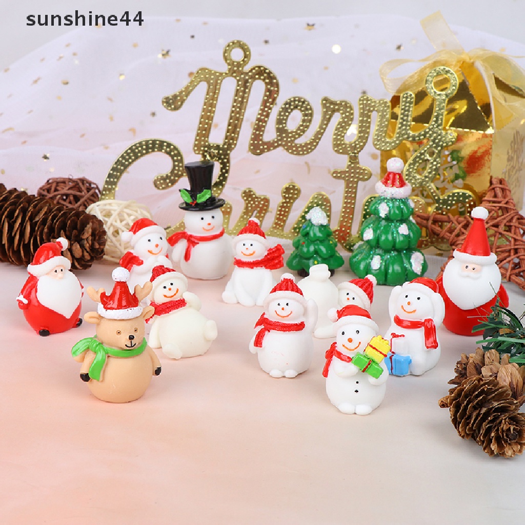 Sunshine Miniatur Figurin Snowman / Santa Claus / Pohon Natal Untuk Dekorasi Taman