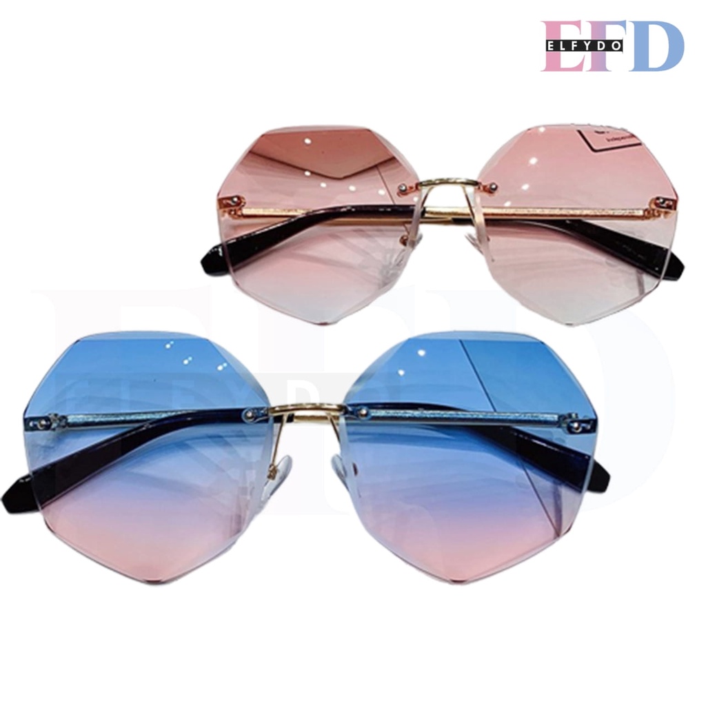 ELFYDO K711 Kacamata Fashion Bentuk Hexagonal Sunglasses Frame Korea Style