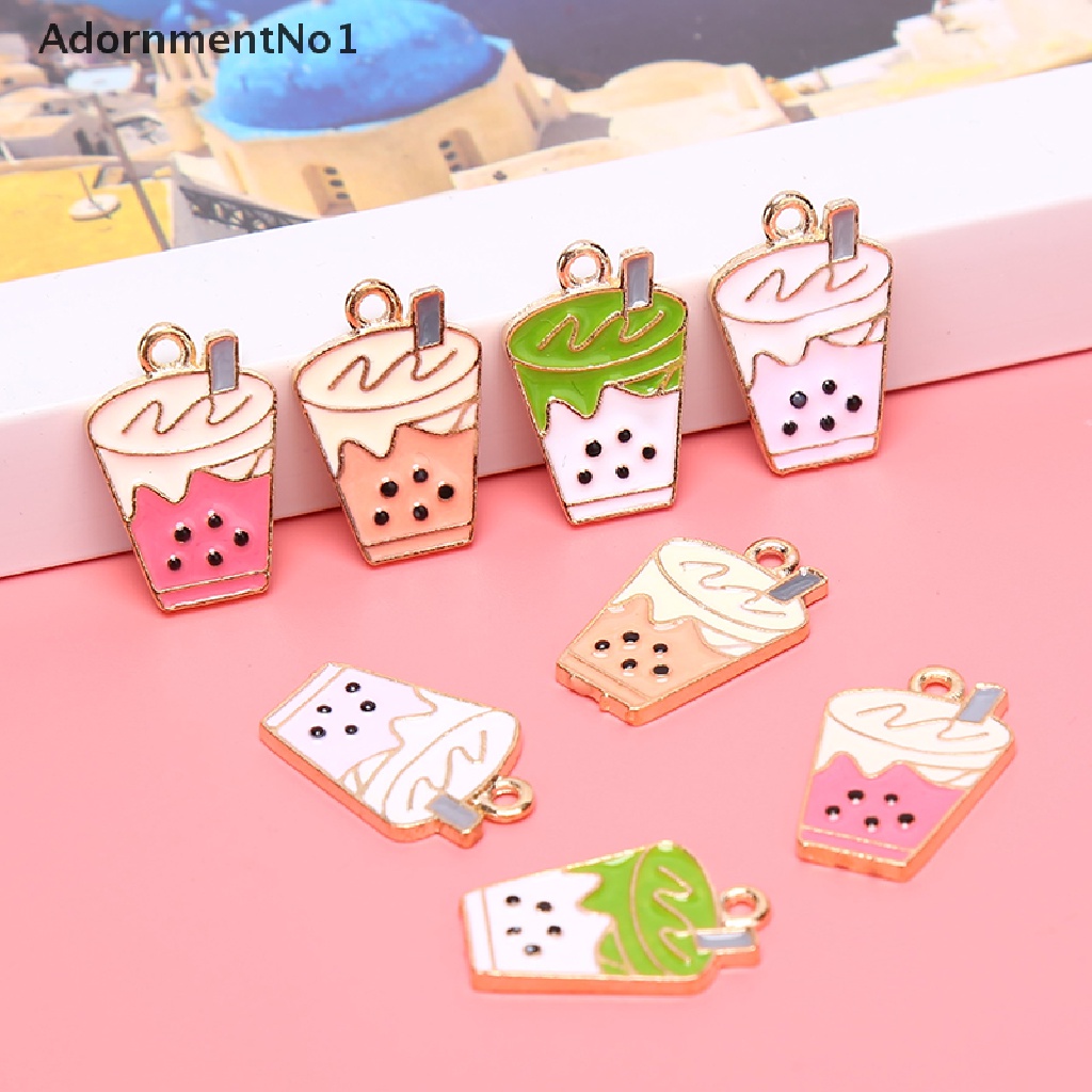 (AdornmentNo1) 10pcs / lot Liontin Enamel Bentuk Milk Tea Untuk Kerajinan Tangan / Perhiasan DIY