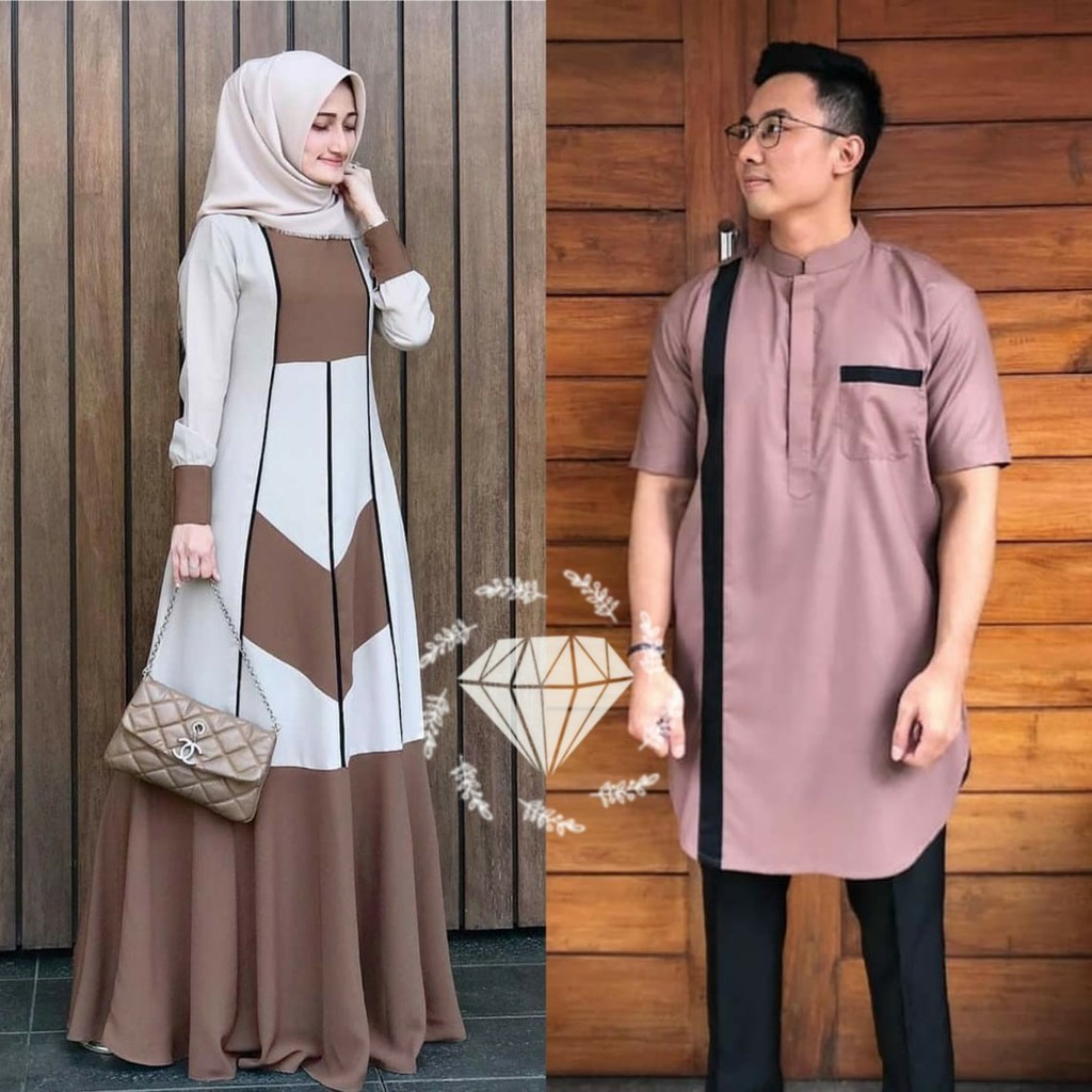 COUPLE PASANGAN  MUSLIM LEBARAN KOPELANTERBARU 2022 FASHION MUSLIM MODEL TERKINI PAKAIAN WANITA COUP