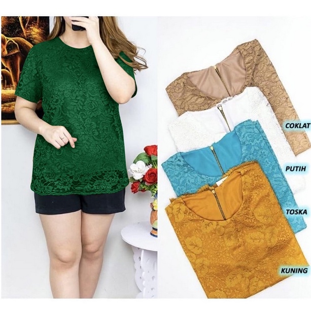 ( REAL PIC ) PROMO ATASAN BRUKAT GLITER SIFANA BLOUSE TERBARU PREMIUM / READY 2UKURAN L &amp; XL