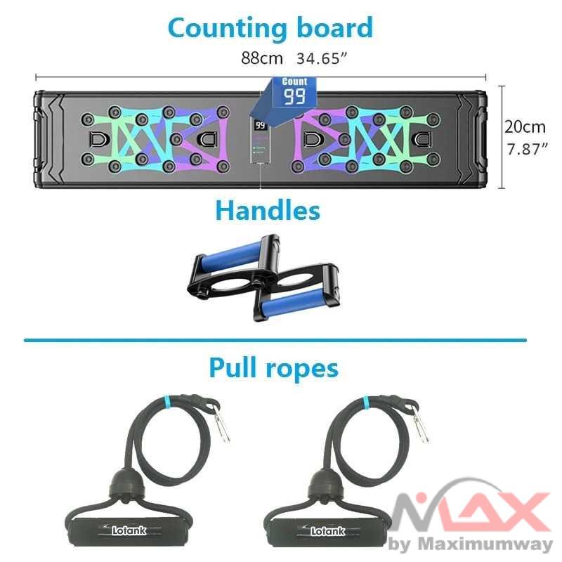 Push Up Training Board Papan Push-up Digital Plus Pull Rope Training Board Counter Display with Pull Ropes Gym Sports Portable Fitness Equipment Counting Folding Push Up Board Multifunctional Exercise Table Abdominal Muscle pitnes fitnes olahraga