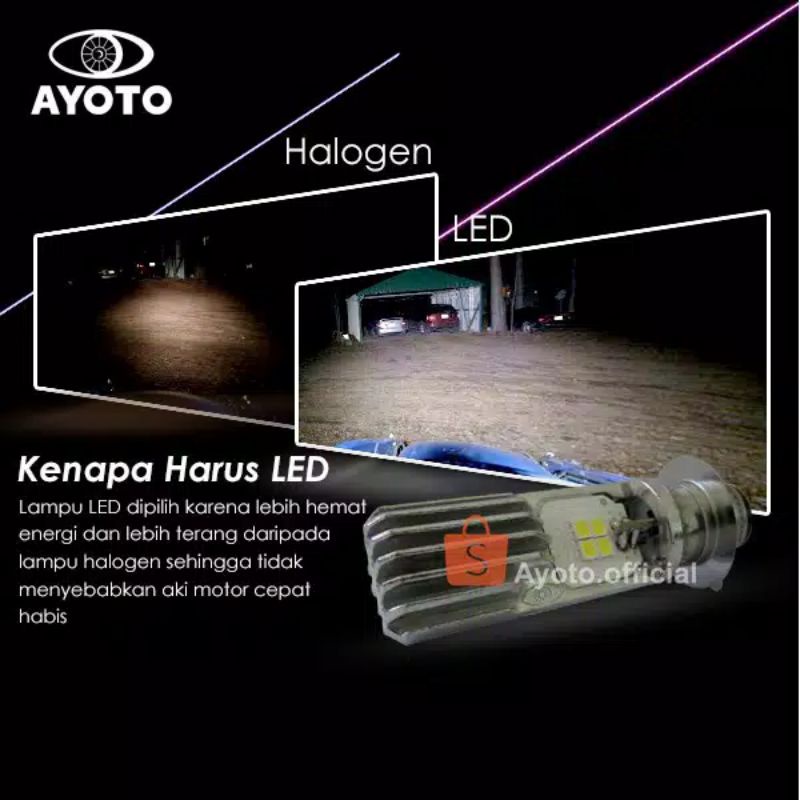 AYOTO LAMPU MOTOR LED BEBEK/ MATIC / AYOTO M2B AC DC HI LO ORIGINAL