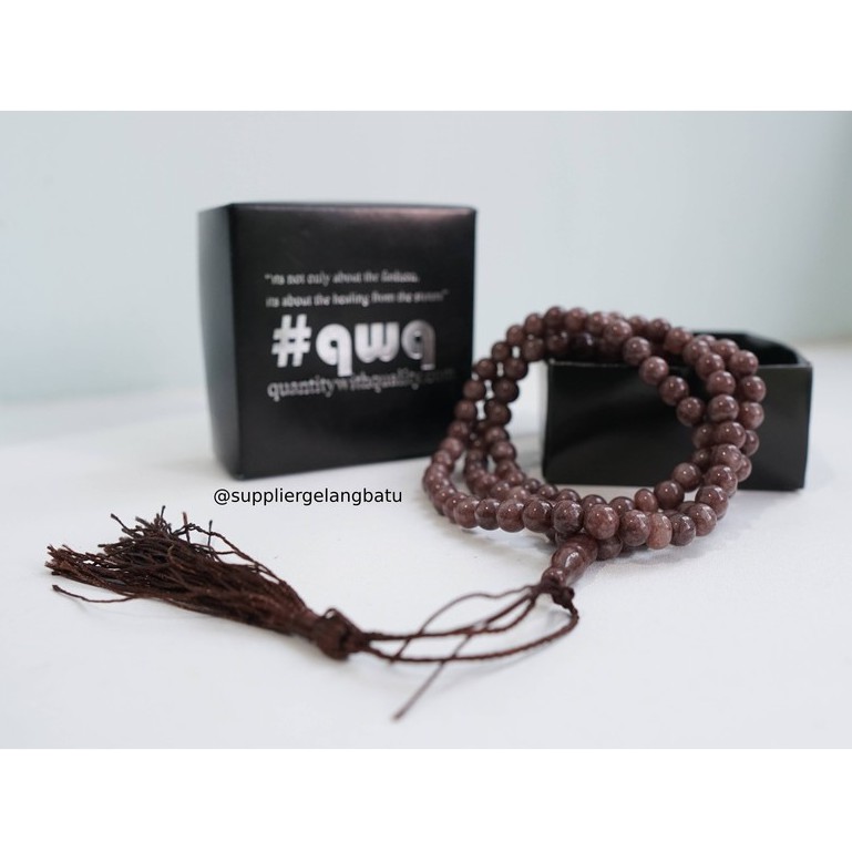 tasbih batu brown agate 8mm 99 butir premium tasbeh doa muslim coklat