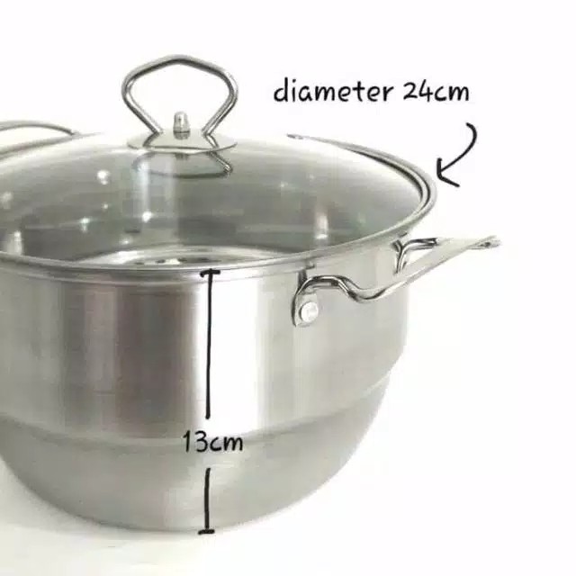 Panci Kukus Steamer Kukusan Dandang Stainless Steel 24 Cm