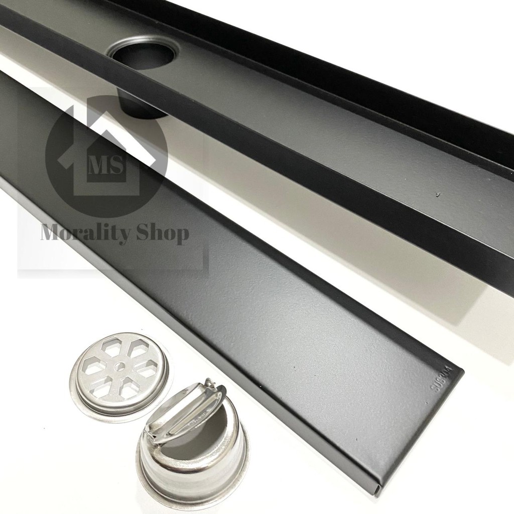 Saringan Got 60cm stainless 304 Tebal HITAM T96 - Floor Drain smart Tile Drain black minimalis
