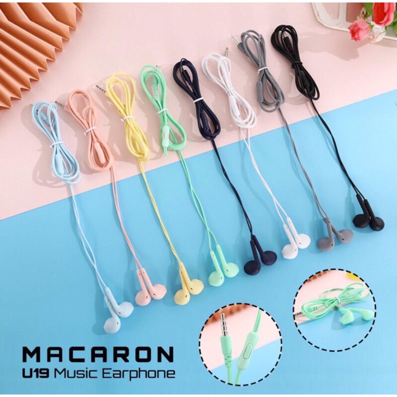 Headset Handfree U19 Macaron Mate Color Hifi Extra Bass