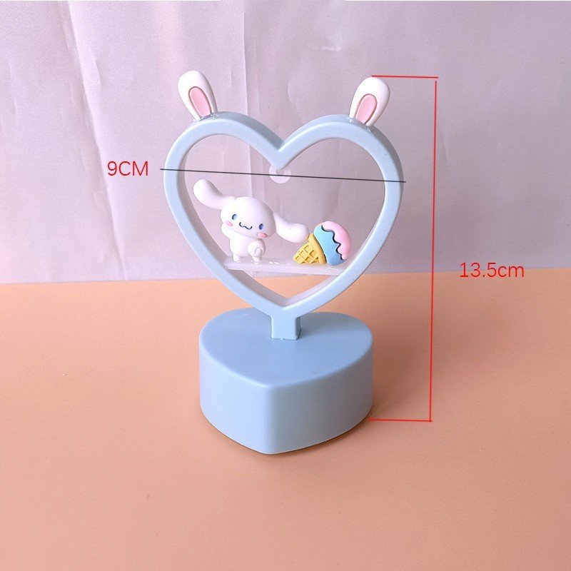 Lampu Meja LED Bentuk Hati Motif Anime Sanrio Kuromi Cinnamorolly Untuk Hadiah Ulang Tahun