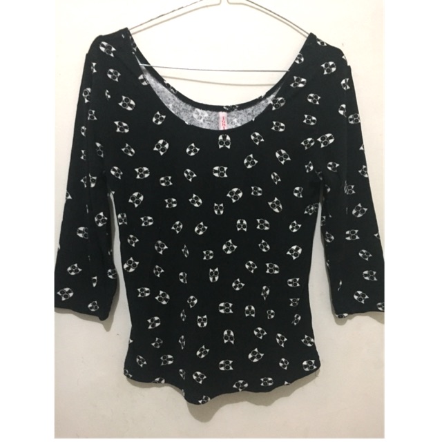 Baju Wanita Sabrina Crop Top Motif Owl