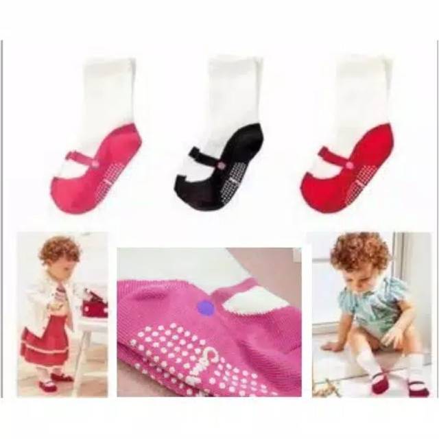 Kaos kaki bayi anak perempuan ada anti slip motif sepatu