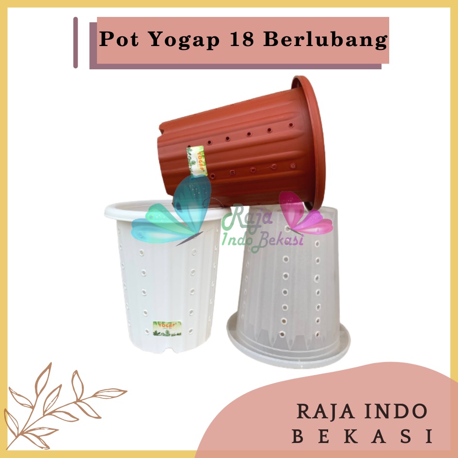 Pot Yogap 18 Putih Bening Transparan Merah Bata Merah Coklat Terracota Terracotta Berlubang POT BUNGA YOGAP 18 DIAMETER 21 cm BERLUBANG