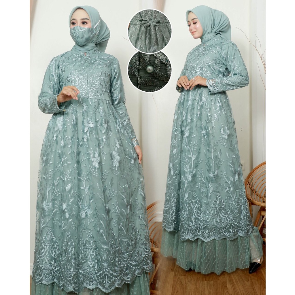 Gamis Busui Sintia AD / Kebaya Brukat Busui Modern / Dress Pesta Menyusui