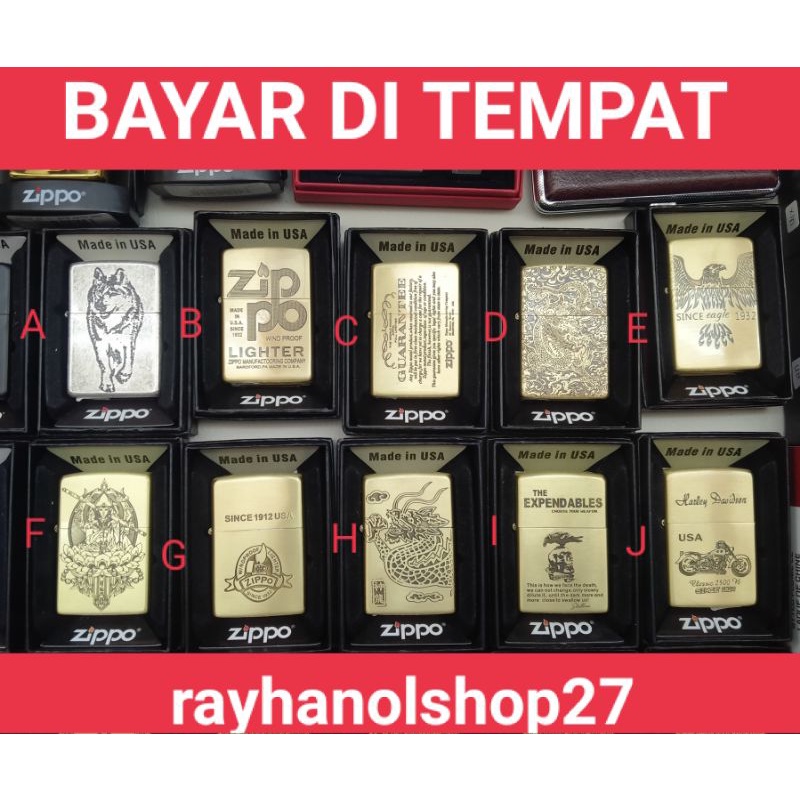 Korek api Zippo premium terbaru dan terpopuler termurah motif pilihan bahan berkualitas bagus Kuningan asli tidak mudah pudar Korek api Zippo banyak di sukai pria perokok maupun yang hobi koleksi korek korek Zippo