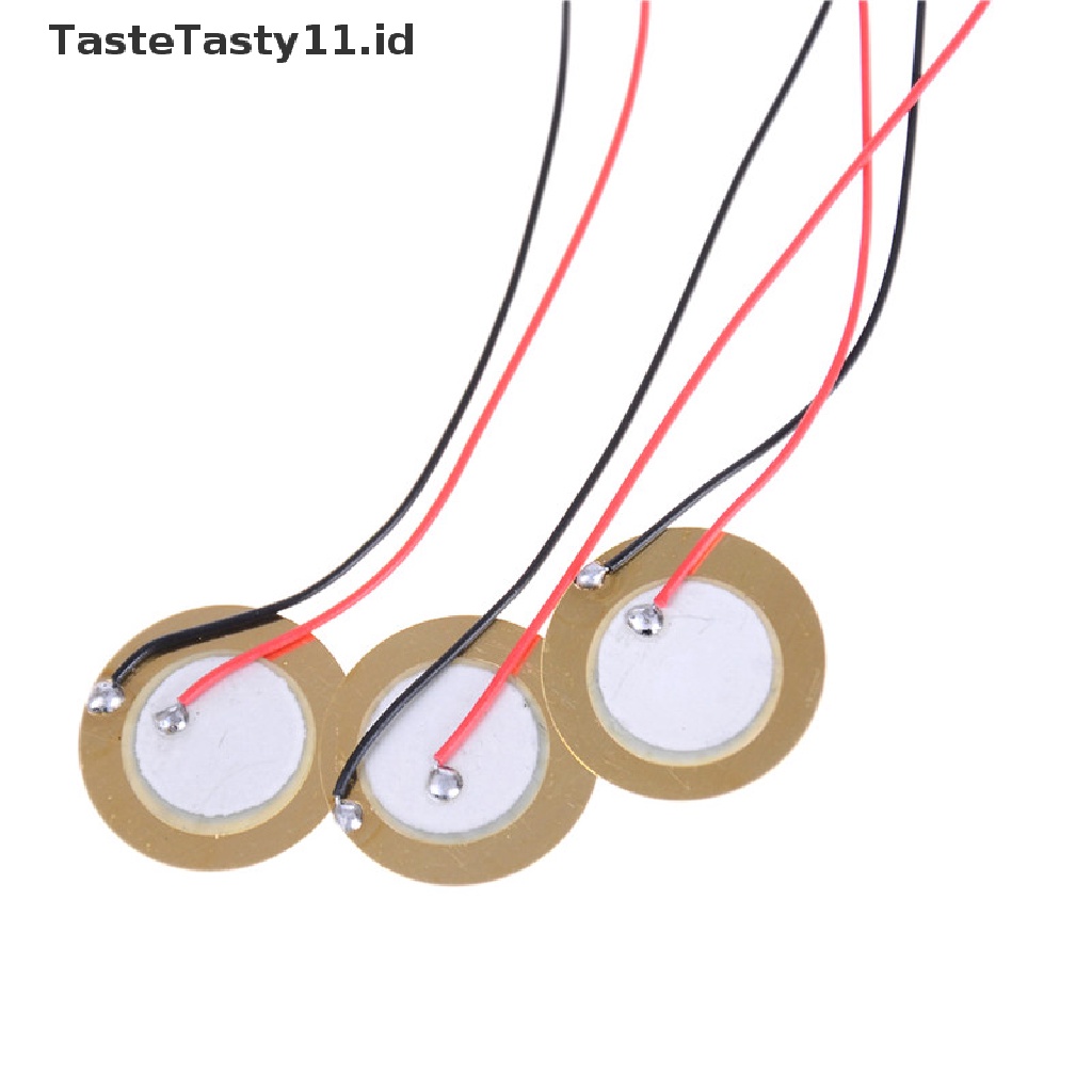 (Tastetasty) 10pcs Disk Drum Trigger Sensor Buzzer Piezo Element 20mm Dengan Kabel Tembaga