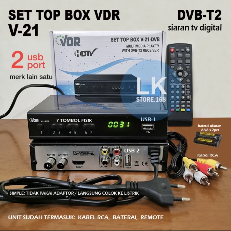 STB TV DIGITAL Set Top Box VDR V-21 DVB-T2 android tv bergaransi terbaik tabung berkualitas Y3U9