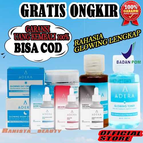 Adera Face Serum Wajah Original Glowing Putih Bersih Bebas Jerawat Kusam Flek Bintik Hitam ORIGINAL 100% sudah BPOM-1