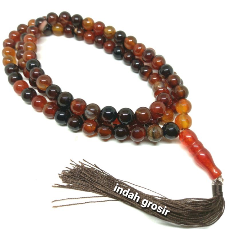 Tasbih Batu Akik Sulaiman Madu 8Mm 100Butir Garansi Asli Natural