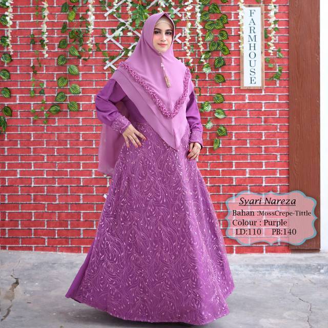 Humaira99 Gamis syari pesta muslimah maxi busui syari Nareza