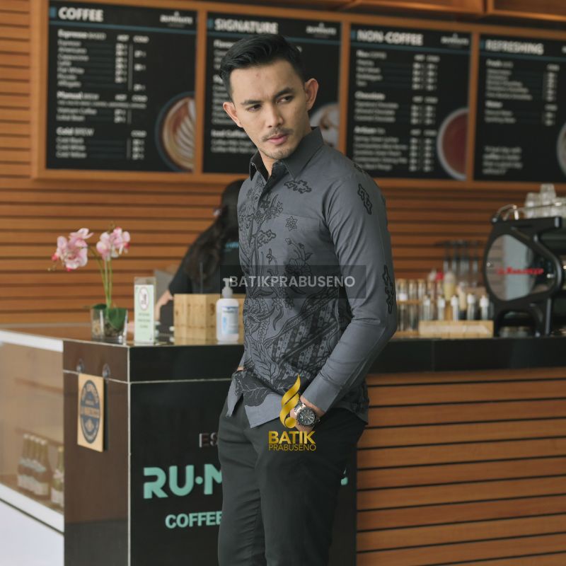 KEMEJA BATIK PRIA PRABUSENO MOTIF DEWANANDA KEMEJA BATIK PRIA LENGAN PANJANG KATUN PRINTING SLIMFIT 