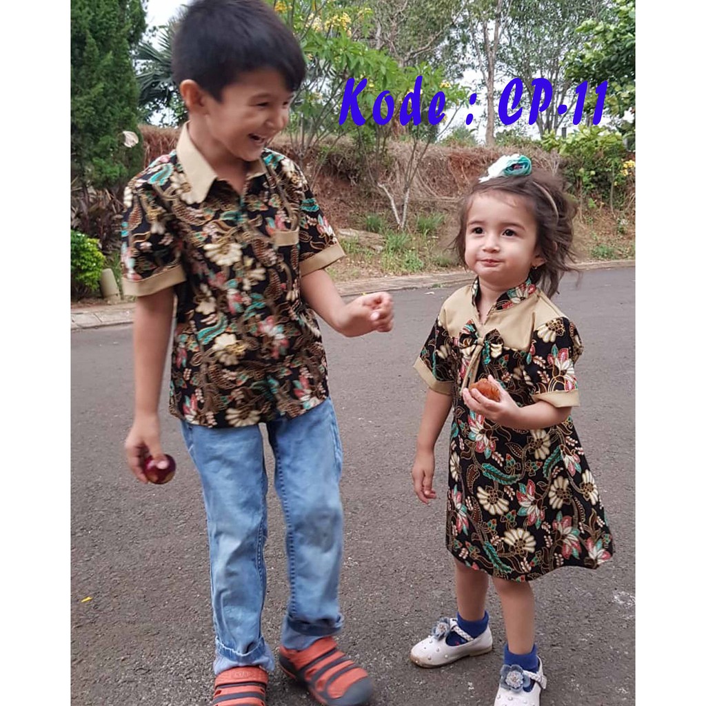  Baju  Batik Anak  Couple Cowok  dan Cewek Koleksi 14 Shopee  