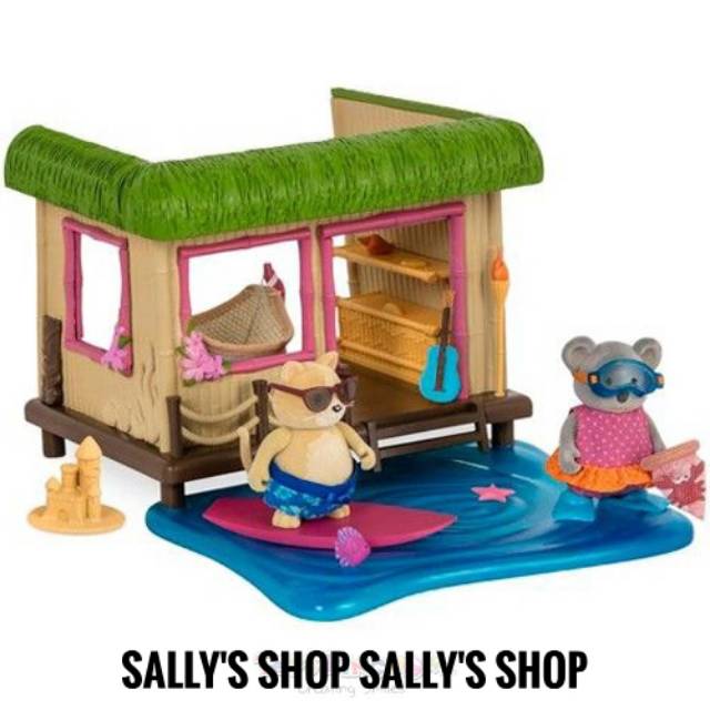 Mainan Anak Original Lil Woodzeez Tiki Hut / Flower Shop Playset