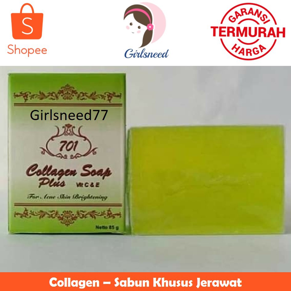 SABUN COLLAGEN PLUS VIT E Brightening Acne Soap - Warna Hijau Colalgen 701 Facial Soap