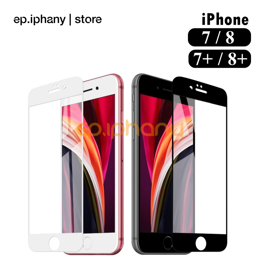 Tempered Glass iPhone 7 8 7+ 8+ Anti Gores iPhone 7 Plus iPhone 8 Plus Hitam Putih Full