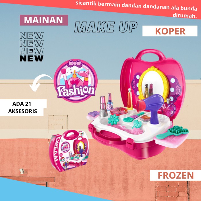 Mainan Anak Perempuan Makeup Cewek Make up Meja rias Kado Ultah Frozen elsa Murah Berbi Mewah SN41