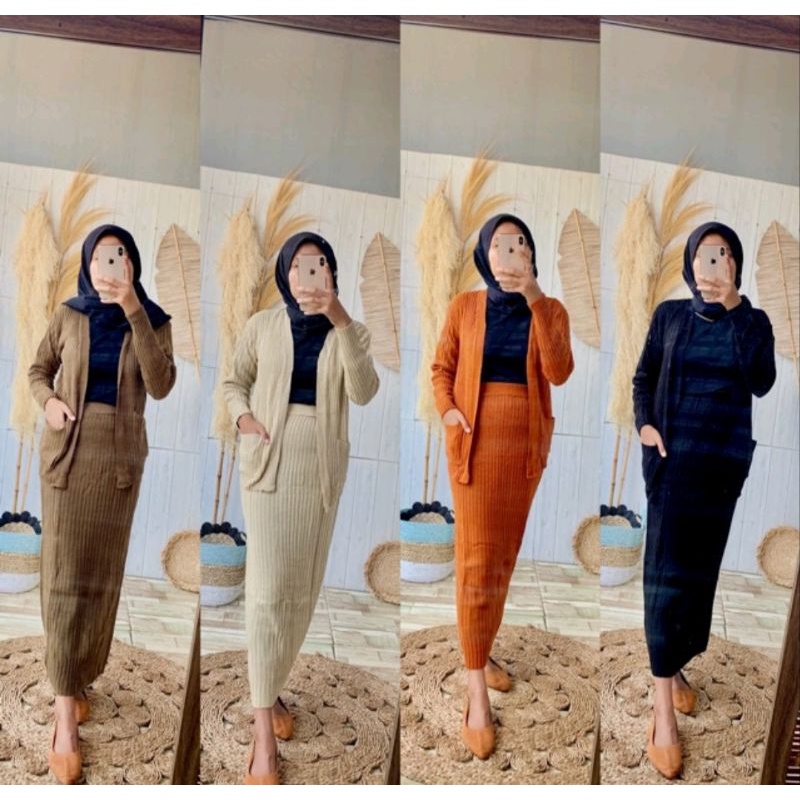 setelan rok rajut Cardi / stelan rok rajut