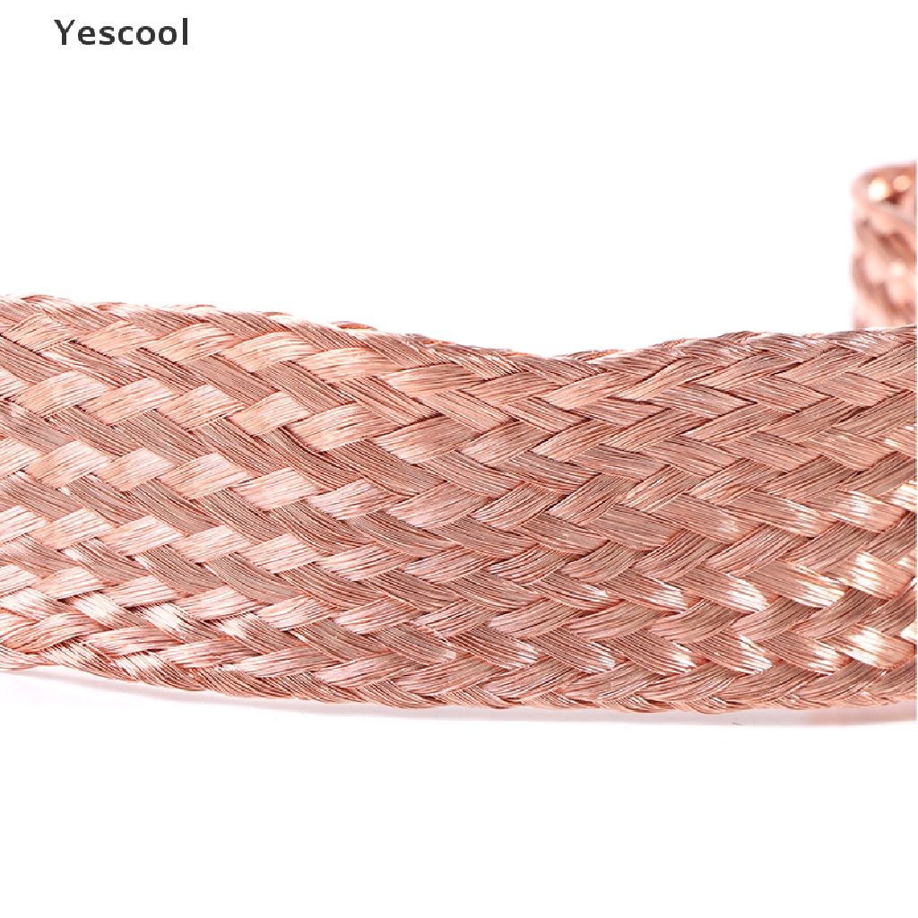 Yescool 1m Flat Pure Copper Braid Cable Bare Copper Braid Wire Ground Lead .