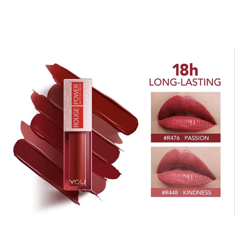 YOU Rouge Power Matte Lip Cream | Matte Finish, Tahan Lama 18 jam, Nourishing, with Manuka Honey Y.O.U