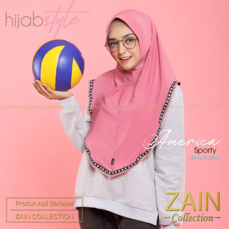 (Bisa Cod) Bergo Sporty America Original Zain Jersey Super 100% Real pic Hijab sporty olahraga-5