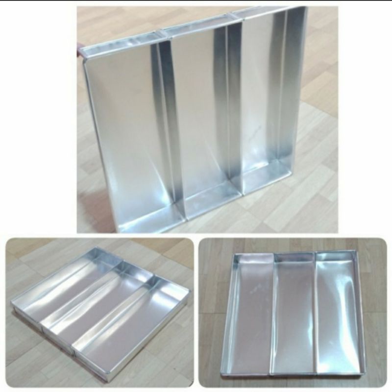 Loyang Kue Cetakan Brownies Sekat 3 Ukuran 20x10x4cm, Lapis Surabaya