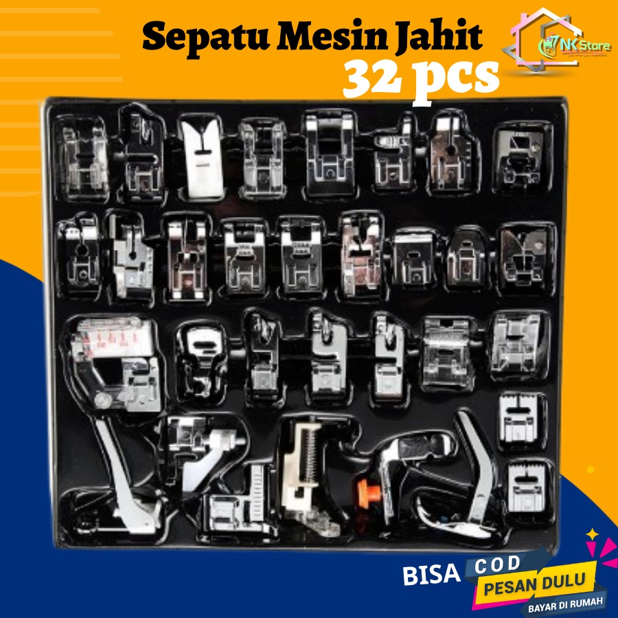 32 PCS PAKET KOMPLIT sepatu mesin jahit Set portable rumah tangga 32pcs