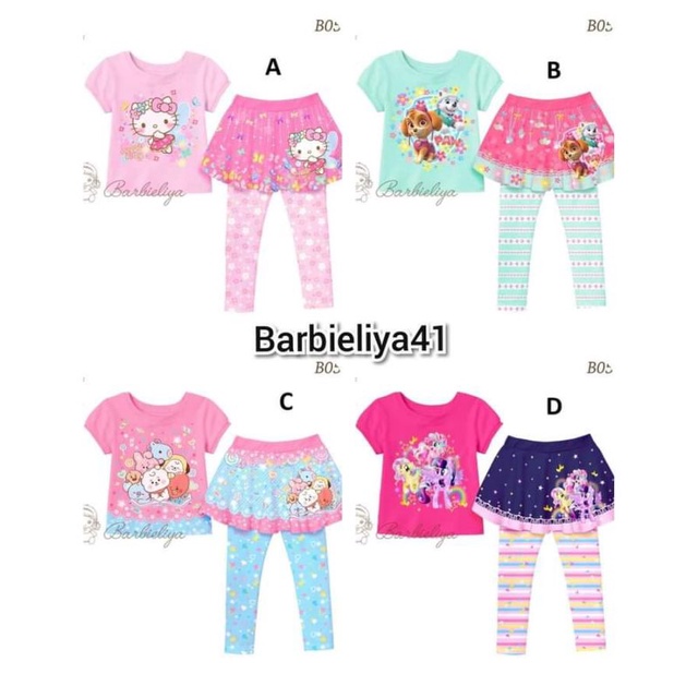 BL41 BAJU ANAK + LEGGING ROK bahan katun