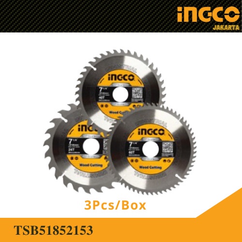 Mata Circular Saw 3-Pcs (7 1/4&quot;/185mm) TCT Saw Blades INGCO TSB518521