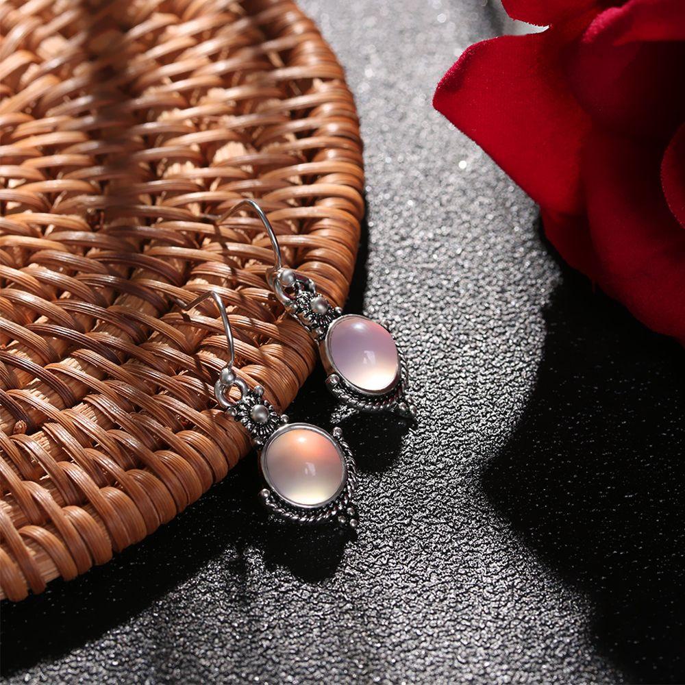 Preva Anting Juntai Anting Perhiasan Pengantin Hadiah Ulang Tahun Vintage Rainbow Moonstone